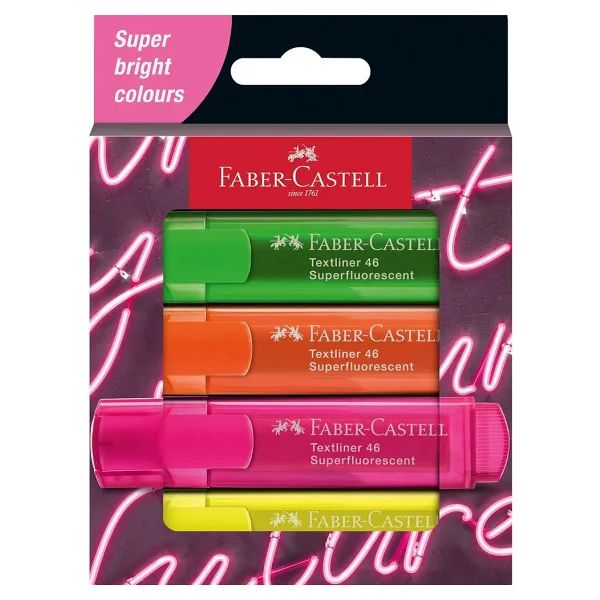 Faber-Castell Genz 1546 Textliner Şeffaf Gövde 4'lü Fosforlu Kalem