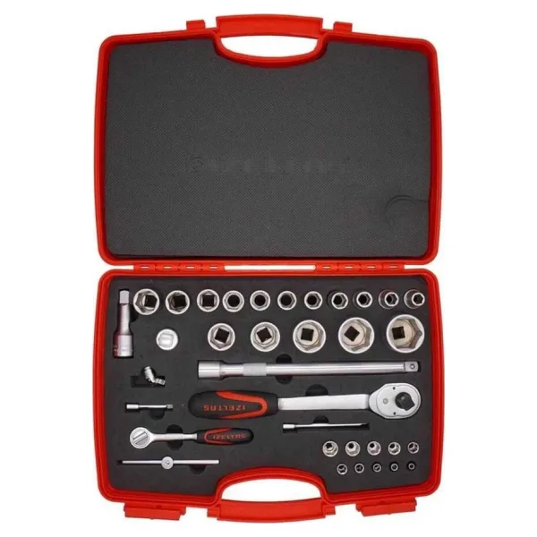 İzeltaş 1113001038 1/2" 1/4" 6 Köşe Kombine 35 Parça Lokma Takımı