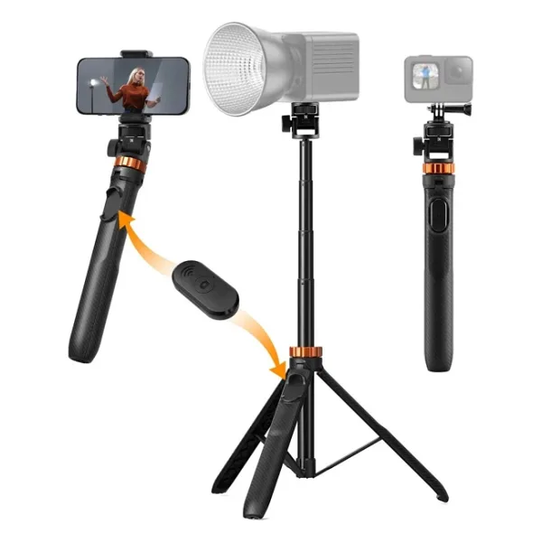 K&F Concept 175CM Bluetooth Selfie Çubuğu & Tripod (1/4'' Evrensel Bağlantı Tipi)