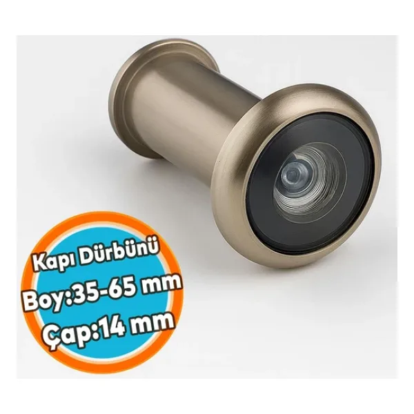 Kapı Dürbünü Kısa 35-60 Mm 14 Mm Delik Çapı Güvenlik Gözetleme Aparatı Metal Gövde Saten Renk