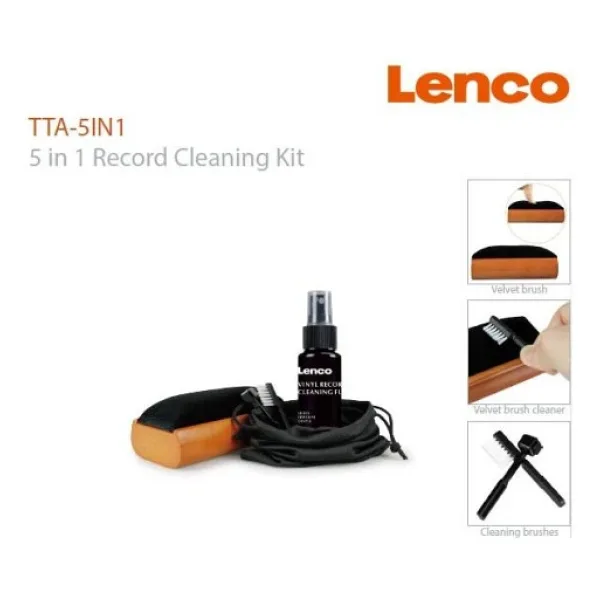 Lenco 5'i 1 arada Pikap Aksesuarı Temizleme Kiti TTA5IN1 5 in 1 Record Cleaning Kit
