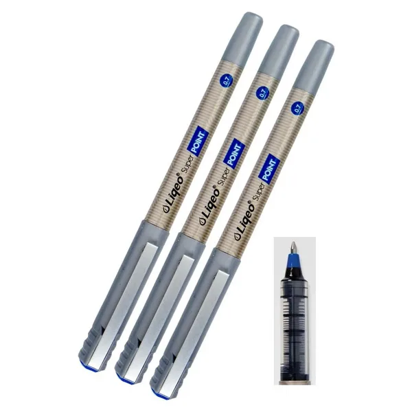 Liqeo Mavi Pilot Kalem Super Point 0.7 3 Adet Mavi Roller Pilot Kalem 0,7 Mürekkepli Dolma Kalem