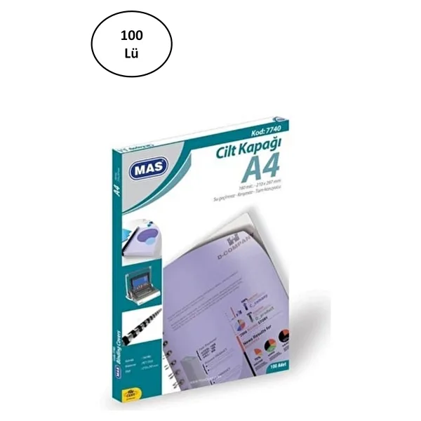 Mas Cilt Kapağı PP A4 Şeffaf 100'lü
