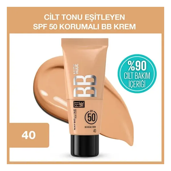 Maybelline New York Fit Me Nude 40 Orta Koyu Ton SPF 50 30 ml BB Krem