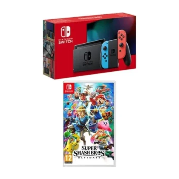 Nintendo Switch Konsol Neon Red Blue + Super Smash Bros Ultımate Switch Oyun