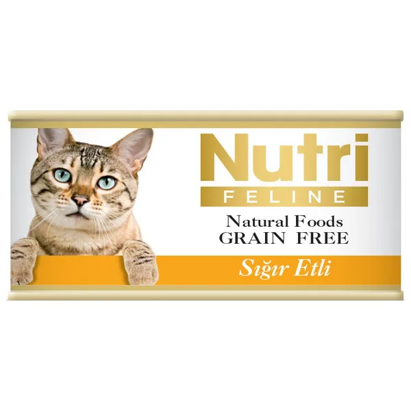 Nutri Feline Tahılsız Sığır Etli 85 gr Yetişkin Konserve Kedi Maması