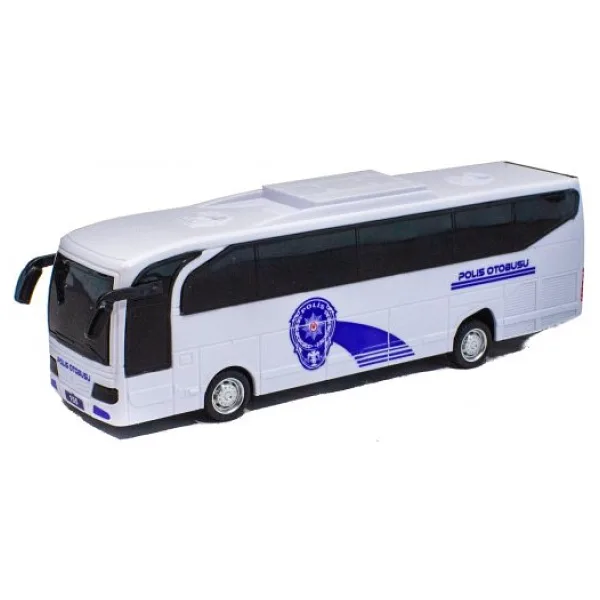 Oyuncak Otobüs Polis Otobüsü Sürtmeli Beyaz 22 Cm