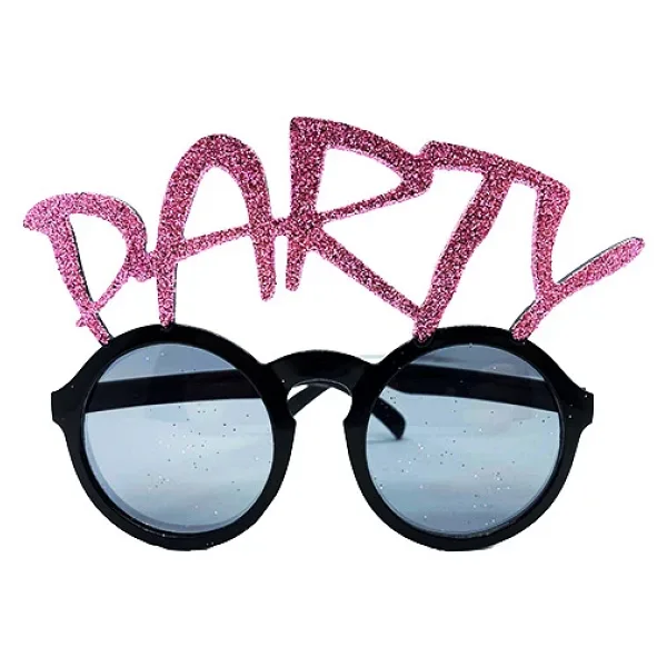 Party Yazılı Simli Pembe Renk Parti Gözlüğü 15x7 Cm