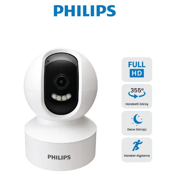 Philips TAI6000W Full HD 2 MP Bebek Gece Görüşlü IP Wi-Fi Güvenlik Kamerası