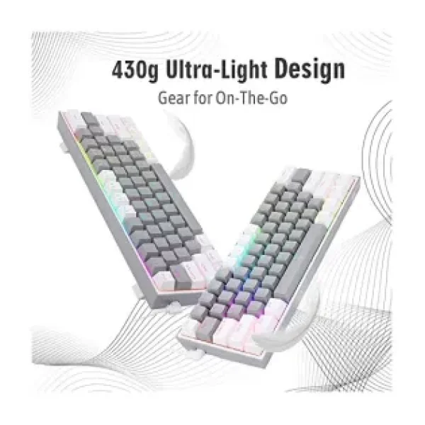 Redragon K617 Gri-Beyaz RGB %60 TKL Red Switch Kablolu Mekanik Oyuncu Klavyesi
