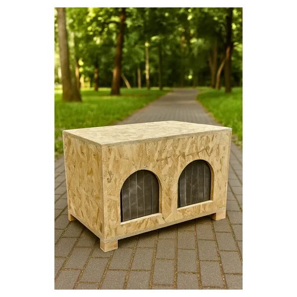 Reyo Pet OSB Ahşap Kedi Evi Çift Bölmeli, Dış Mekan Kullanıma Uygun CaT50