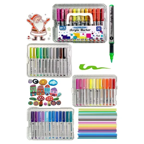 Rich Art-X Pro Fırça Uçlu Akrilik Marker Seti 36 Renk Kristal Kutulu Set