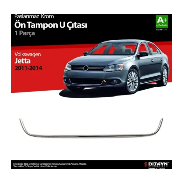 S-Dizayn VW Jetta Krom U Formlu Ön Tampon Çıtası 1 Prç. 2011-2014