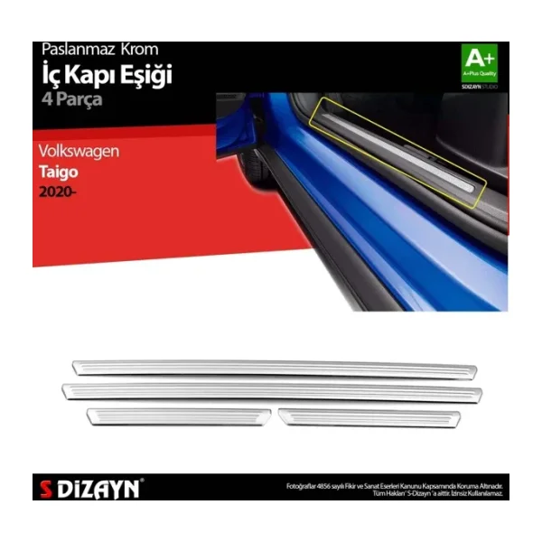 S-Dizayn VW Taigo Krom İç Kapı Eşiği 4 Prç. 2020 Üzeri
