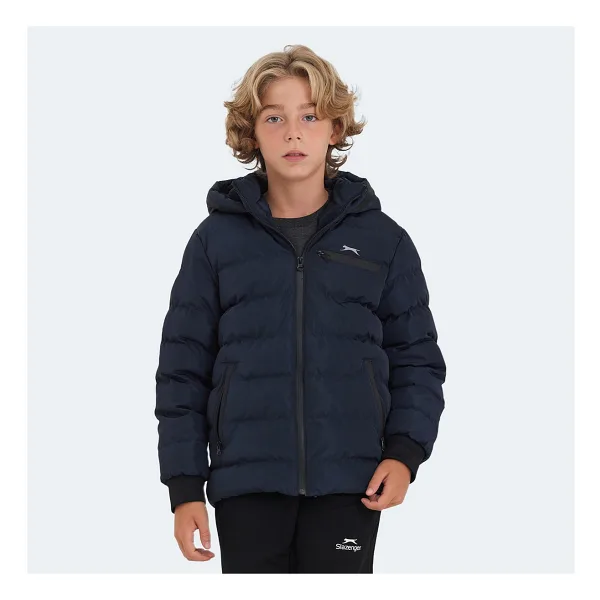 Slazenger Captain Kapüşonlu Lacivert Çocuk Şişme Mont