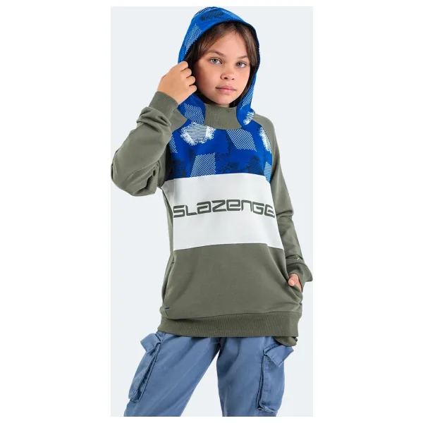 Slazenger Dragica IN Kapüşonlu Haki Çocuk Sweatshirt