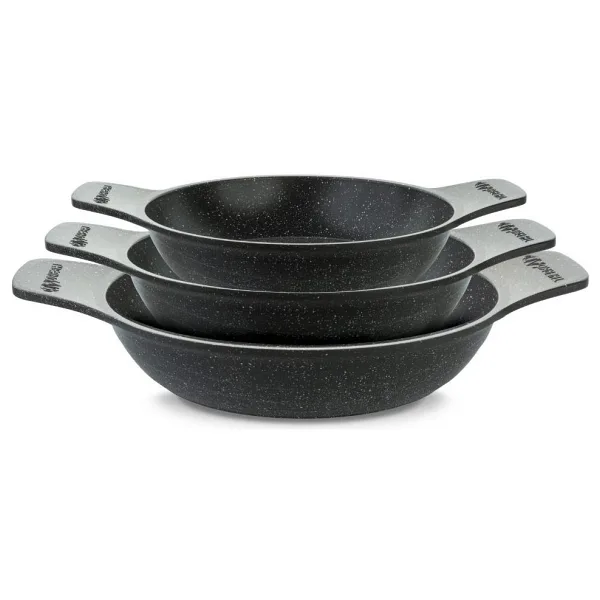Thermoad Döküm Saplı Güveç Sahan Set 3 Parça Gri 18cm-20cm-22cm