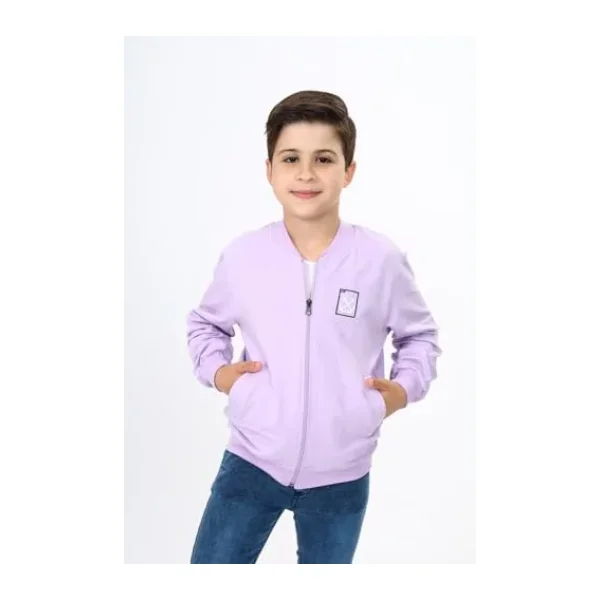 Toontoy Erkek Çocuk Baskılı Hırka Lila 12-13 YAŞ
