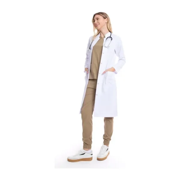 Uçak Medikal Beyaz Maxi Boy, Hakim Yaka, Doktor Önlüğü