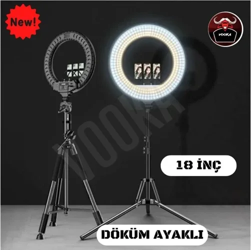 Vooka Vilya Megalüx Döküm Ayaklı Profesyonel Kuaför Makyaj Çekimleri 18Inç 460 Led Kumandalı Ring Lıght
