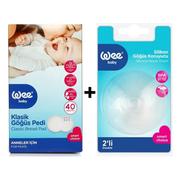 Wee Baby Silikon Göğüs Koruyucu + Göğüs Pedi Set