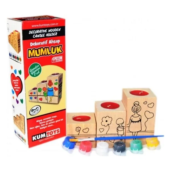 Ahşap Mumluk Anne Ve Çocuğu Desenli
