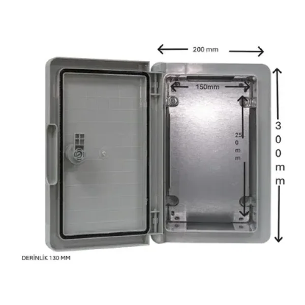 Akiş 200 x 300 x 130 Opak Kapaklı Abs Elektrik Dağıtım Panosu IP65