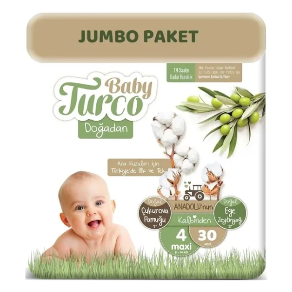 Baby Turco Doğadan 4 Numara Maxi 30'lu Bebek Bezi