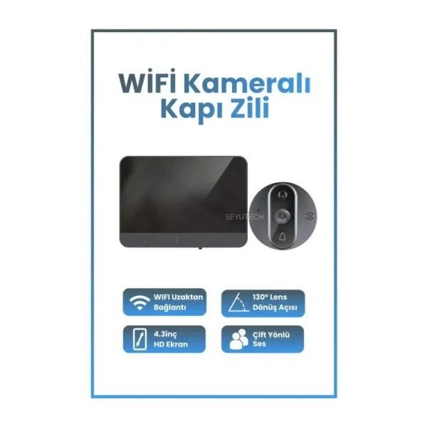 BAGAJON Harvox Wi-fi Kameralı Kapı Zili - 1080p Akıllı Kablosuz Görüntülü Kapı Zili, 130° Geniş Açı, Uzaktan Kontrol