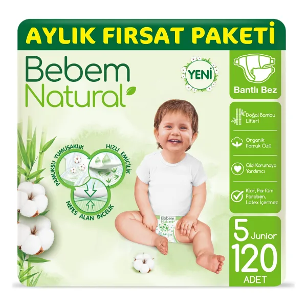 Bebem Natural 5 Numara Junior 120'li Bebek Bezi