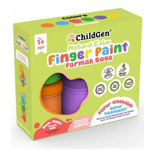 ChildGen Süper Yıkanabilir 50 ml 6'lı Parmak Boya Seti