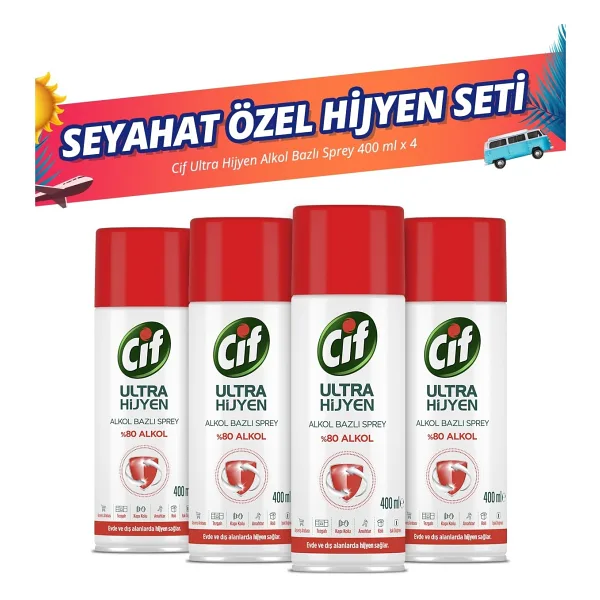 Cif Ultra Hijyen 400 ml 4'lü Alkol Bazlı Sprey