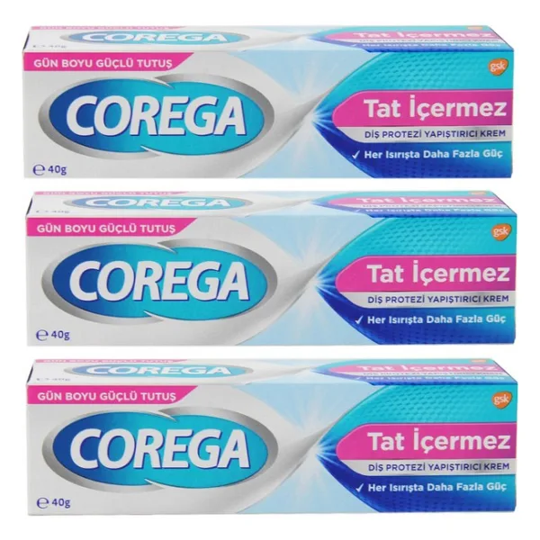 Corega Süper Protez Yapıştırıcı Krem Aromasız 40 gr 3 Adet Gün Boyu Güçlü Tutuş