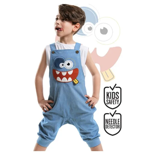 Denokids Yeah Erkek Çocuk Gabardin Tulum - 4 Yaş - Mavi