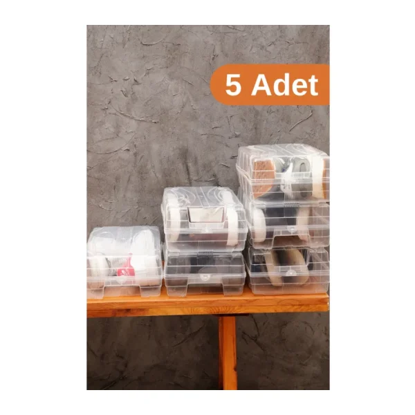 ESTİ 5 Adet - Ayakkabı Kutusu Şeffaf Ayakkabı Saklama Kutusu
