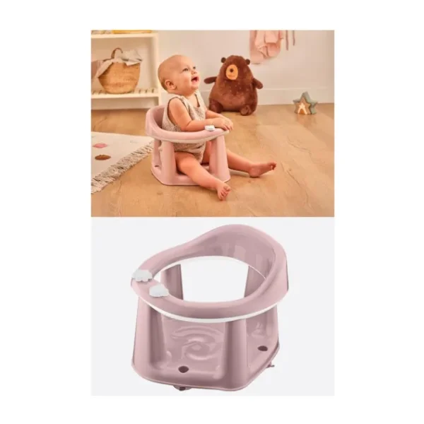 Flosoft Kaymaz Vakum Ayaklı Bebek Banyo Oturağı & Mama Oturağı 2in1 - Pembe