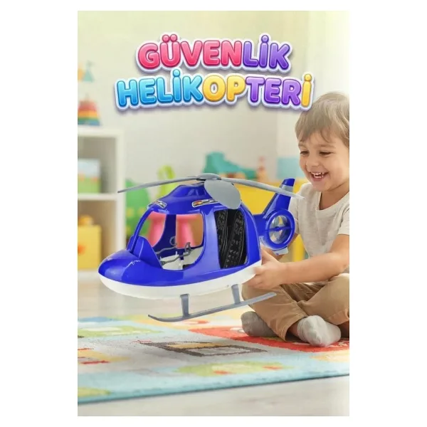 Geniş Kokpit Tasarımlı 45 Cm Polis Helikopteri Manuel Dönen Pervaneli Oyuncak Güvenlik Helikopteri