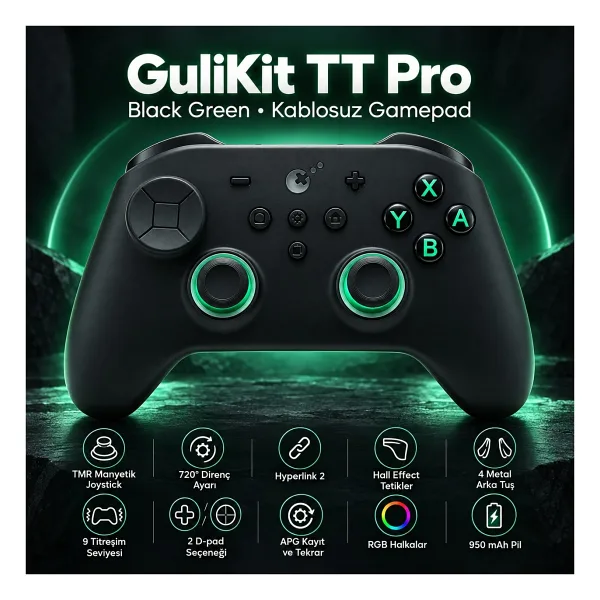 GuliKit TT Pro Siyah Kablolu/Kablosuz Oyun Kolu