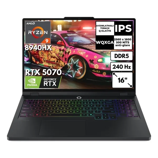 Lenovo Legion Pro 5 16ADR10 R9 8940HX 48 GB 512 GB SSD 8GB RTX5070 16" 240Hz WQXGA FreeDos Gaming Laptop 83LT0046TRAT27