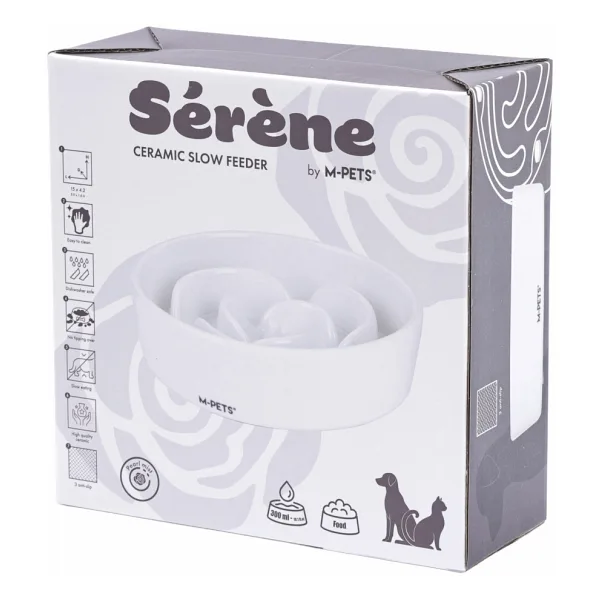 M-Pets Serene Rose Seramik Yavaş Yeme Mama Kabı 300 ml - Beyaz