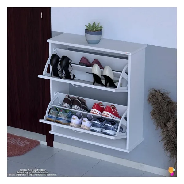 Modilayn Umay Asma Kapı Önü 72 X 78 X 25,5 Cm'lik 2 Düşer Kapak 4 Göz Bölmeli Ayakkabılık