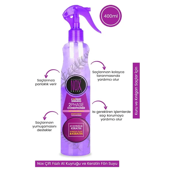 Morfose Nox At Kuyruğu & Keratin Çift Fazlı 400 ml Fön Suyu