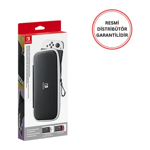 Nintendo Switch Taşıma Kılıfı Ve Ekran Koruyucu Siyah Beyaz