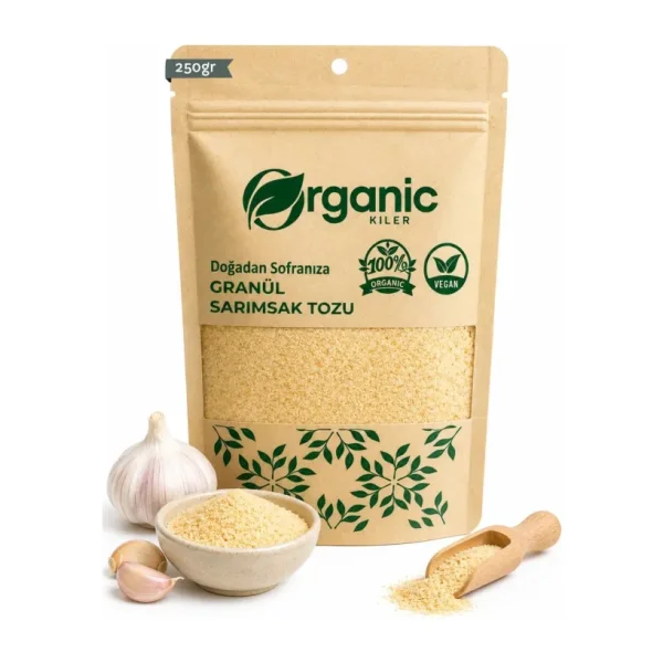 Organic Kiler Granül Sarımsak Tozu 250 gr - %100 Doğal ve Katkısız Sarımsak Kurusu