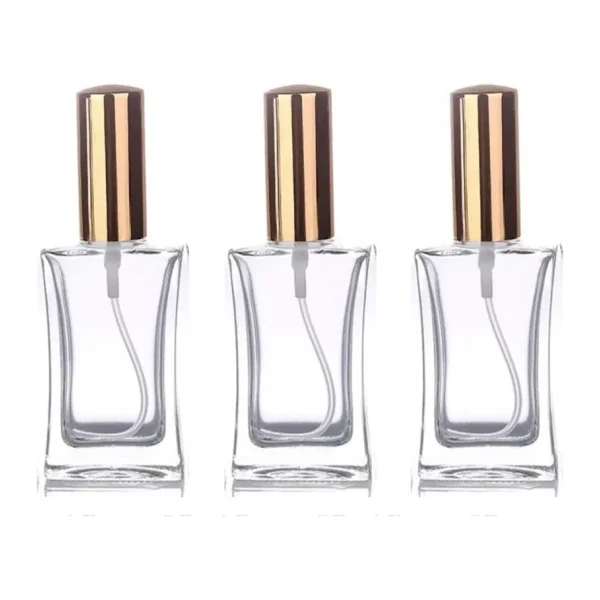Paradise 3 Adet 50 Ml Cam Yeniden Doldurulabilir Sprey Kolonya Boş Parfüm Şişesi Altın Renk Kapaklı