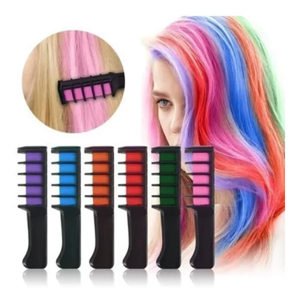 pazariz Rengarenk Saç Boyama Tebeşiri - Mini Taraklı Konsept Saç Boyama Seti Hair Chalk 12 Li Set