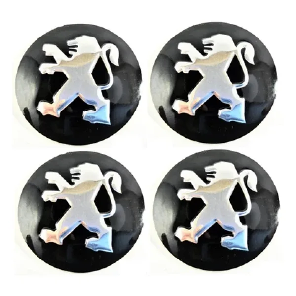 PEUGEOT Jant Göbek Arması Siyah (Yapıştırma) (4Adet) (56mm)