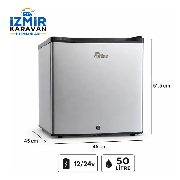 R LINE 50 Lt Karavan Tekne Buzdolabı Kompresörlü 12/24v ( gri