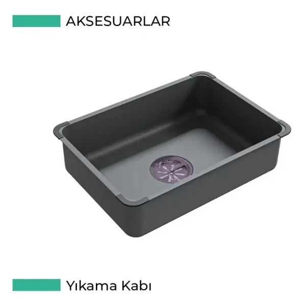 RealStone Angel Tek Gözlü Akıllı Siyah Granit Eviye