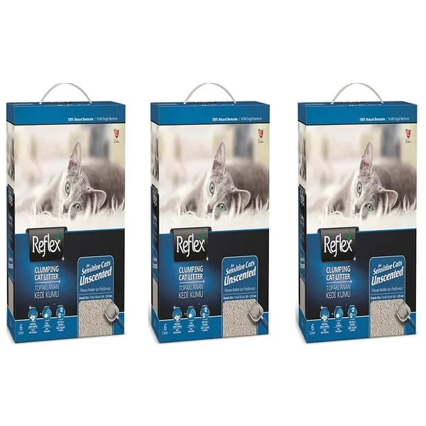 Reflex Sensitive Kokusuz 6 lt 3'lü Topaklanan Kedi Kumu